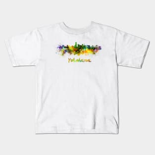 Yokohama skyline in watercolor Kids T-Shirt